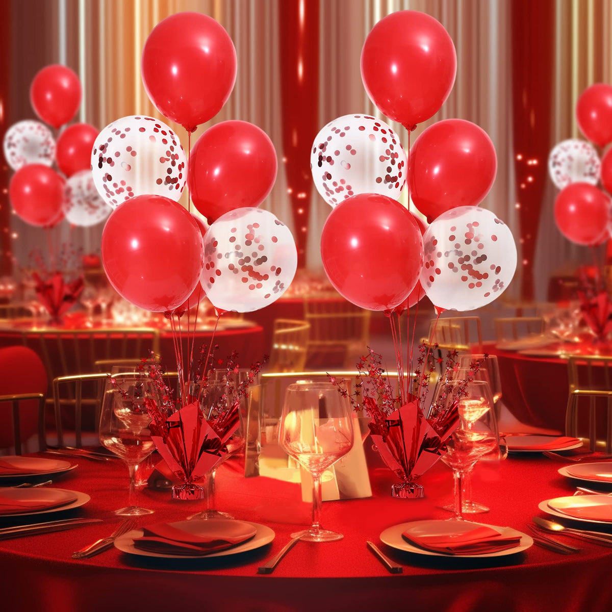 Suppromo 4-Set Red Balloon Centerpieces – Tabletop Stand Kit