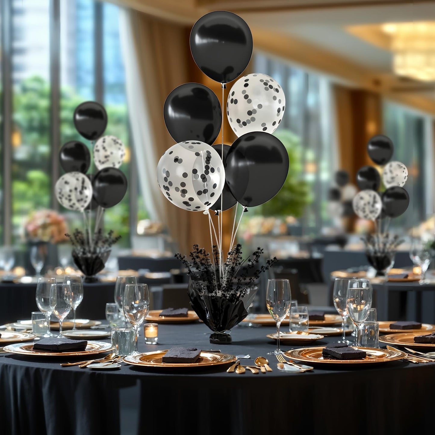 Suppromo 4-Set Black Table Balloon Stand Kit | Foil Spray Centerpiece