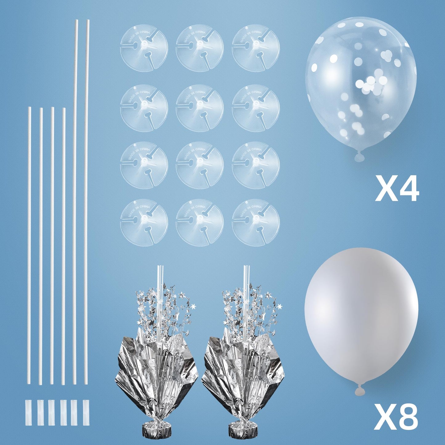 Suppromo 2 Set Silver Balloon Centerpieces – Table Balloon Stand Kit for Parties & Weddings