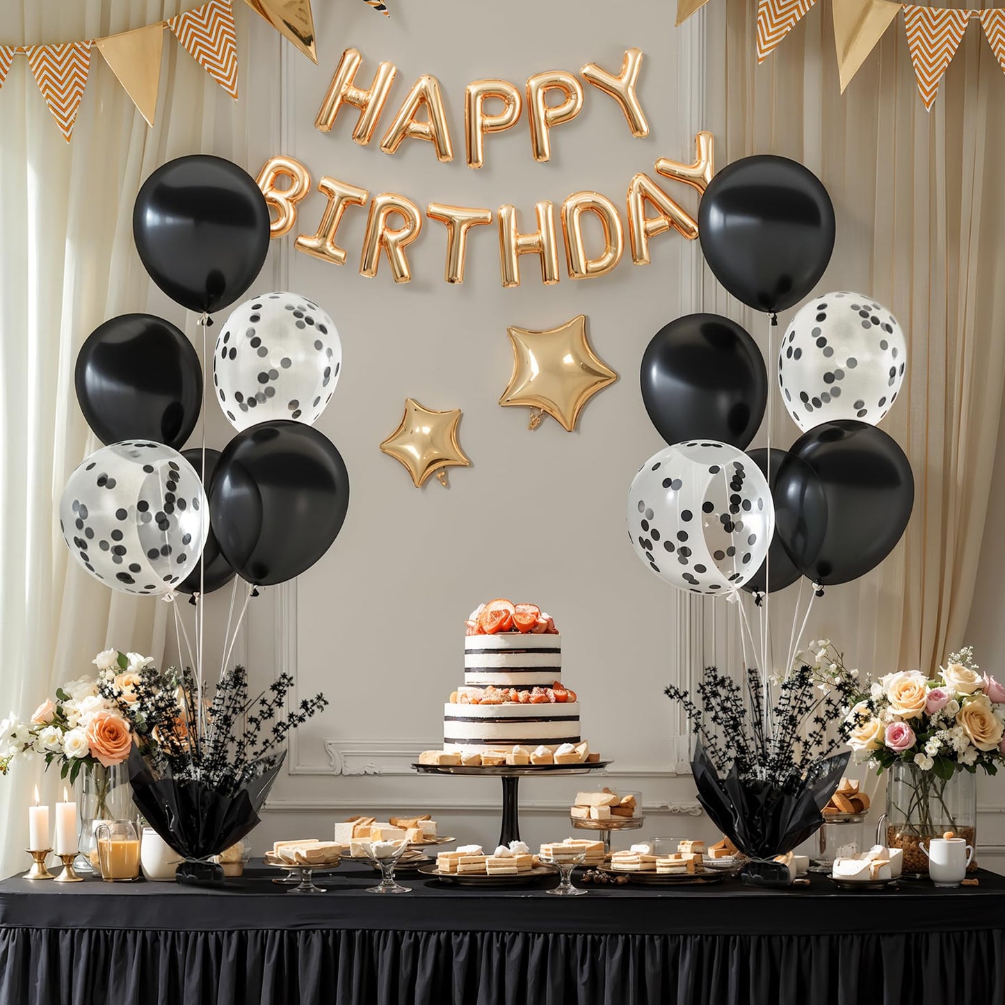 Suppromo 4-Set Black Table Balloon Stand Kit | Foil Spray Centerpiece