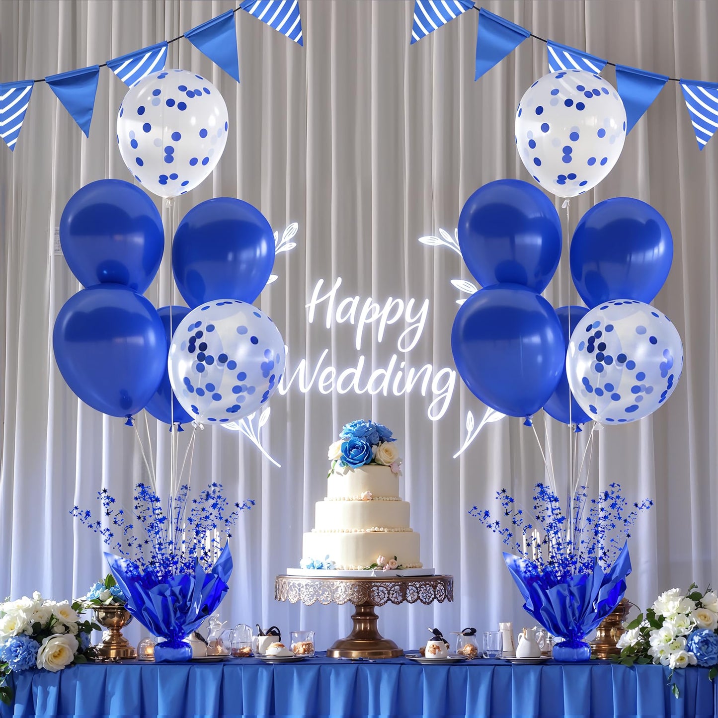 Suppromo 2 Set Royal Blue Balloon Stand Kit with Foil Star Spray – Birthday & Event Centerpiece