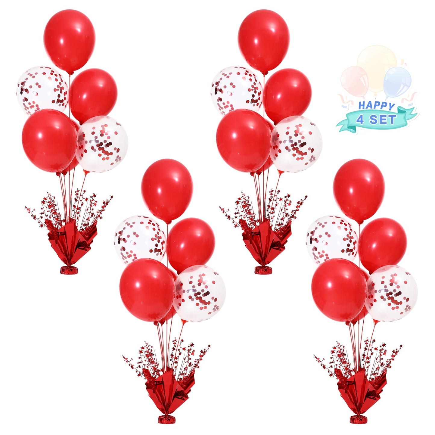 Suppromo 4-Set Red Balloon Centerpieces – Tabletop Stand Kit