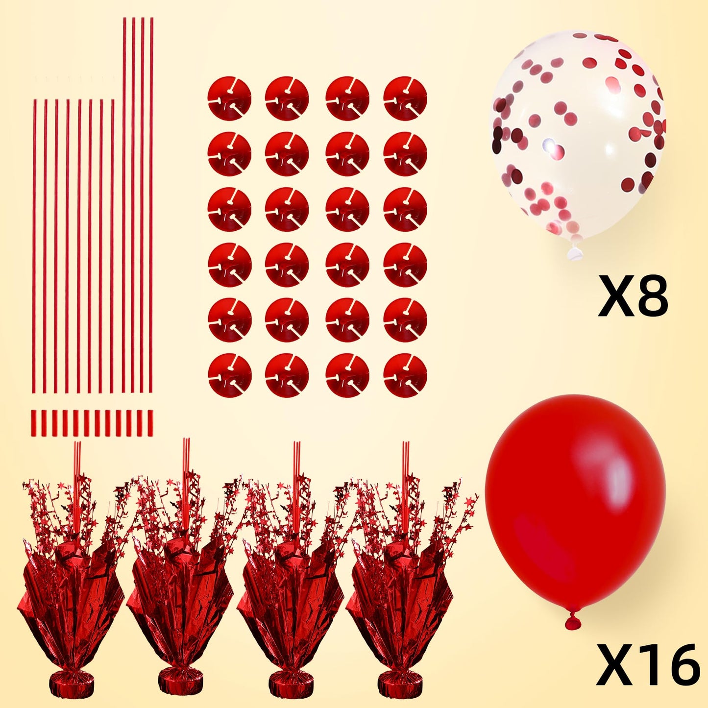 Suppromo 4-Set Red Balloon Centerpieces – Tabletop Stand Kit