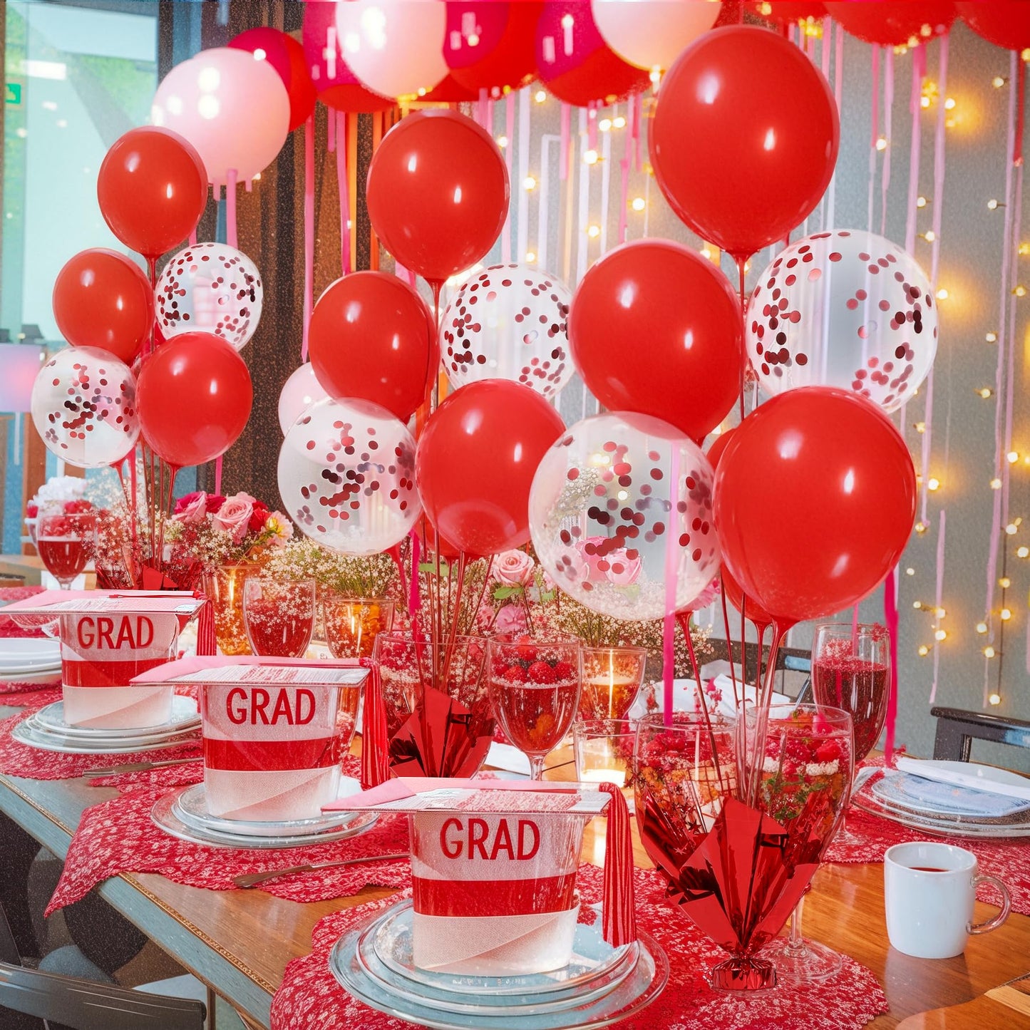 Suppromo 2-Set Red Balloon Centerpieces — Tabletop Balloon Stand Kit for Parties
