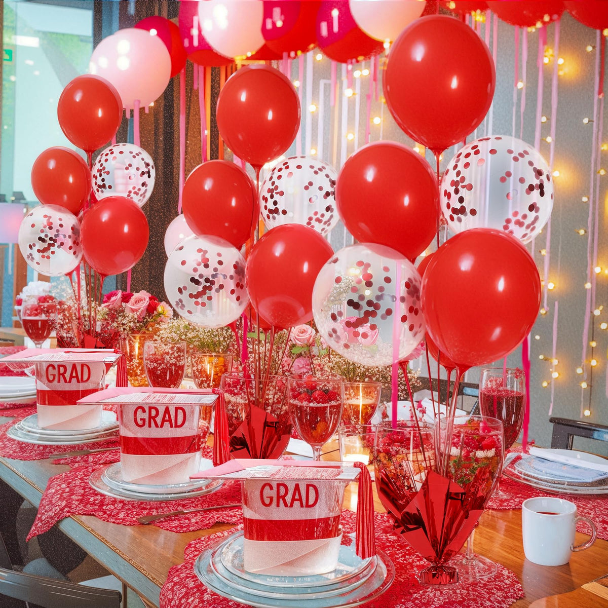 Suppromo 4-Set Red Balloon Centerpieces – Tabletop Stand Kit