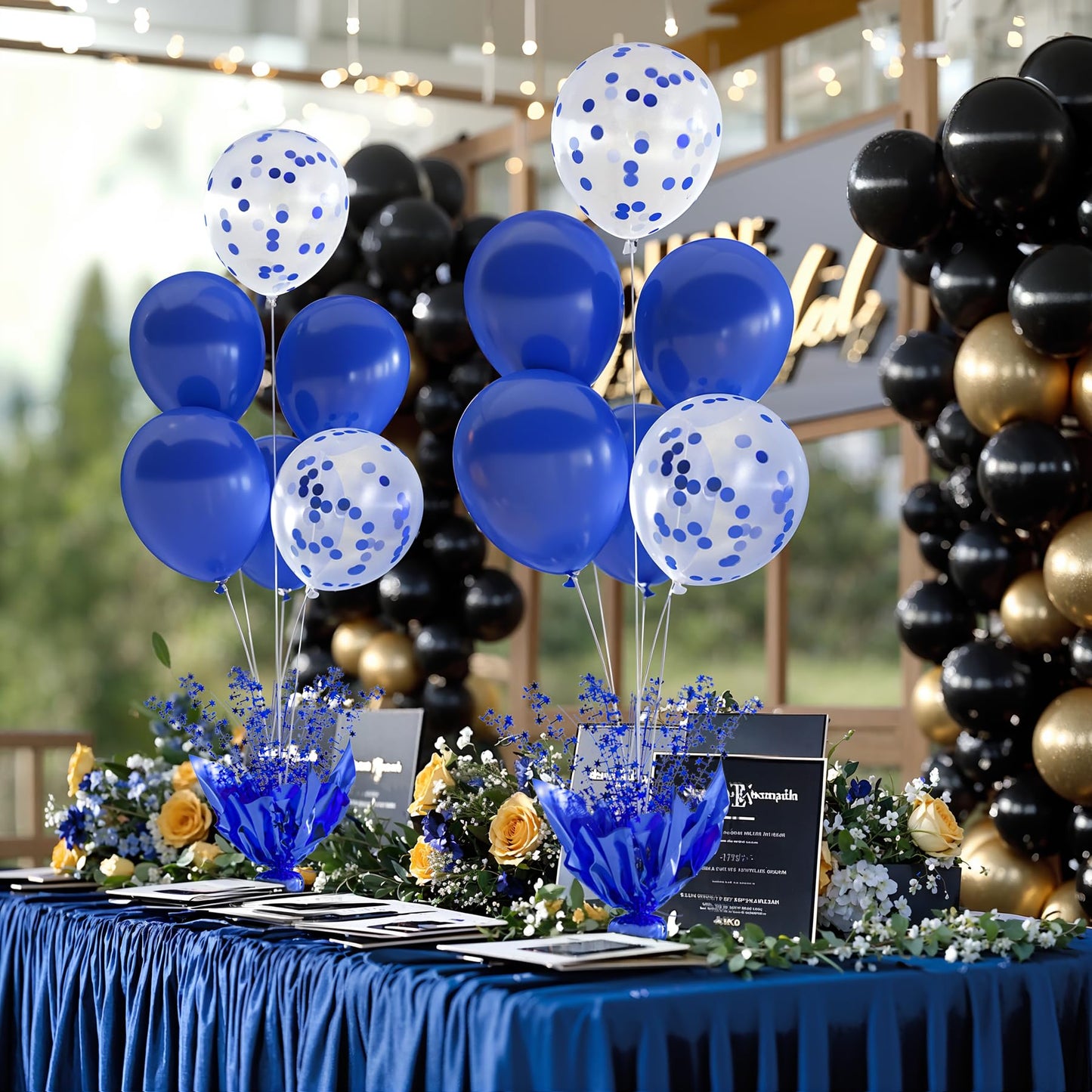 Suppromo 2 Set Royal Blue Balloon Stand Kit with Foil Star Spray – Birthday & Event Centerpiece
