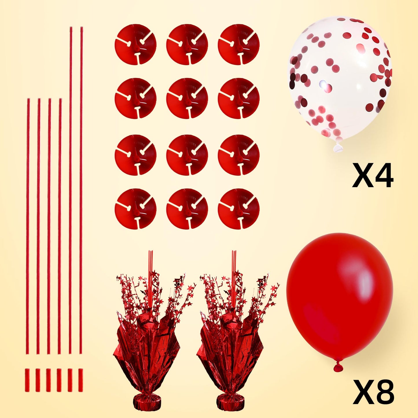 Suppromo 2-Set Red Balloon Centerpieces — Tabletop Balloon Stand Kit for Parties