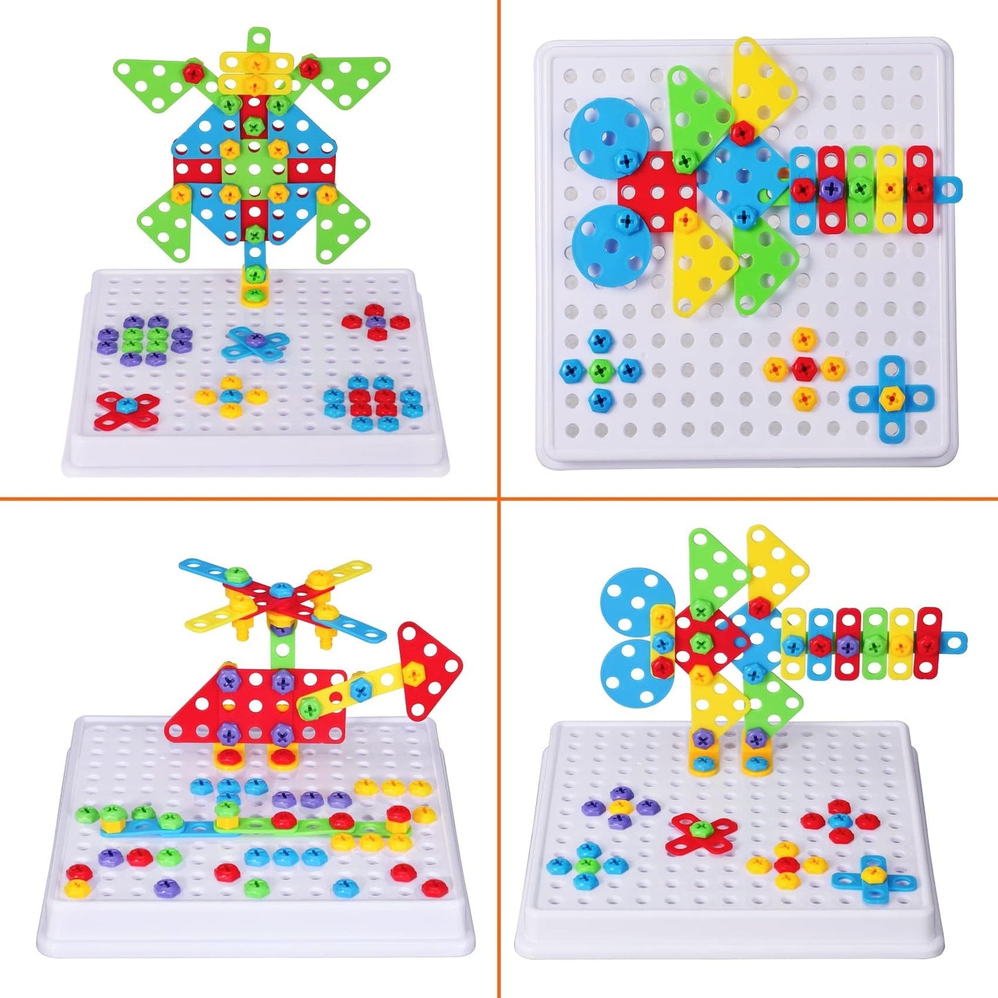 SUPSTEM STEM Drill & Build Kit for Kids 3-8 — 193+ Pieces, Rainbow Fasteners