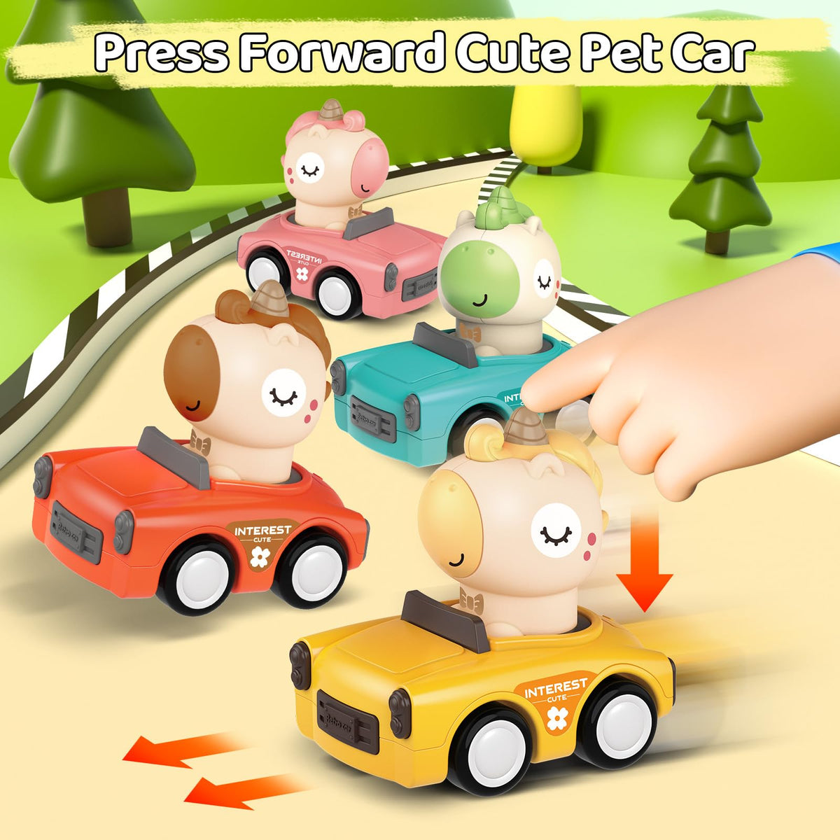 SUPVIB Press to Go Friction Inertia Car – Animal Toddler Toys 1–3 yrs | 6–18 Months Gift
