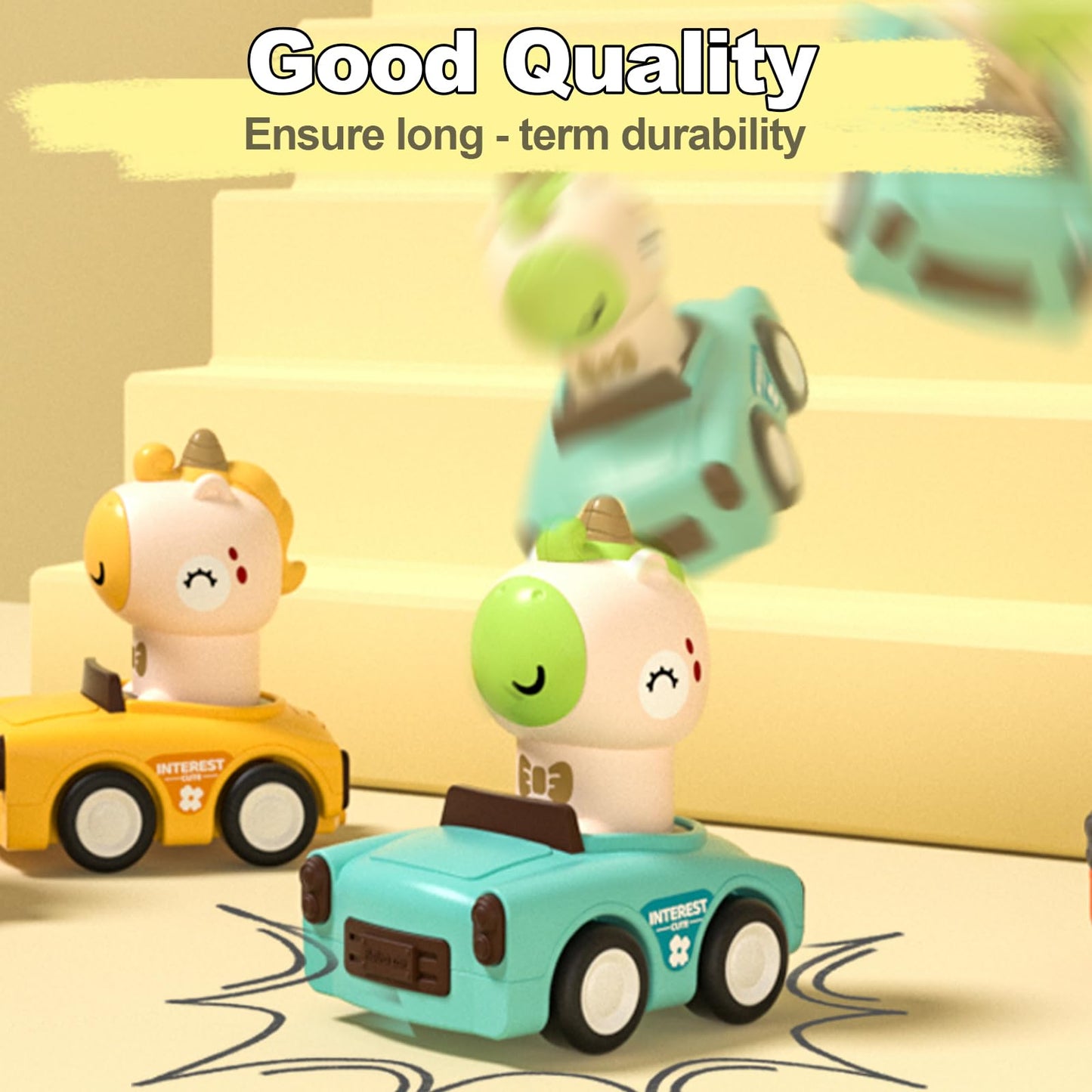 SUPVIB Press to Go Friction Inertia Car – Animal Toddler Toys 1–3 yrs | 6–18 Months Gift