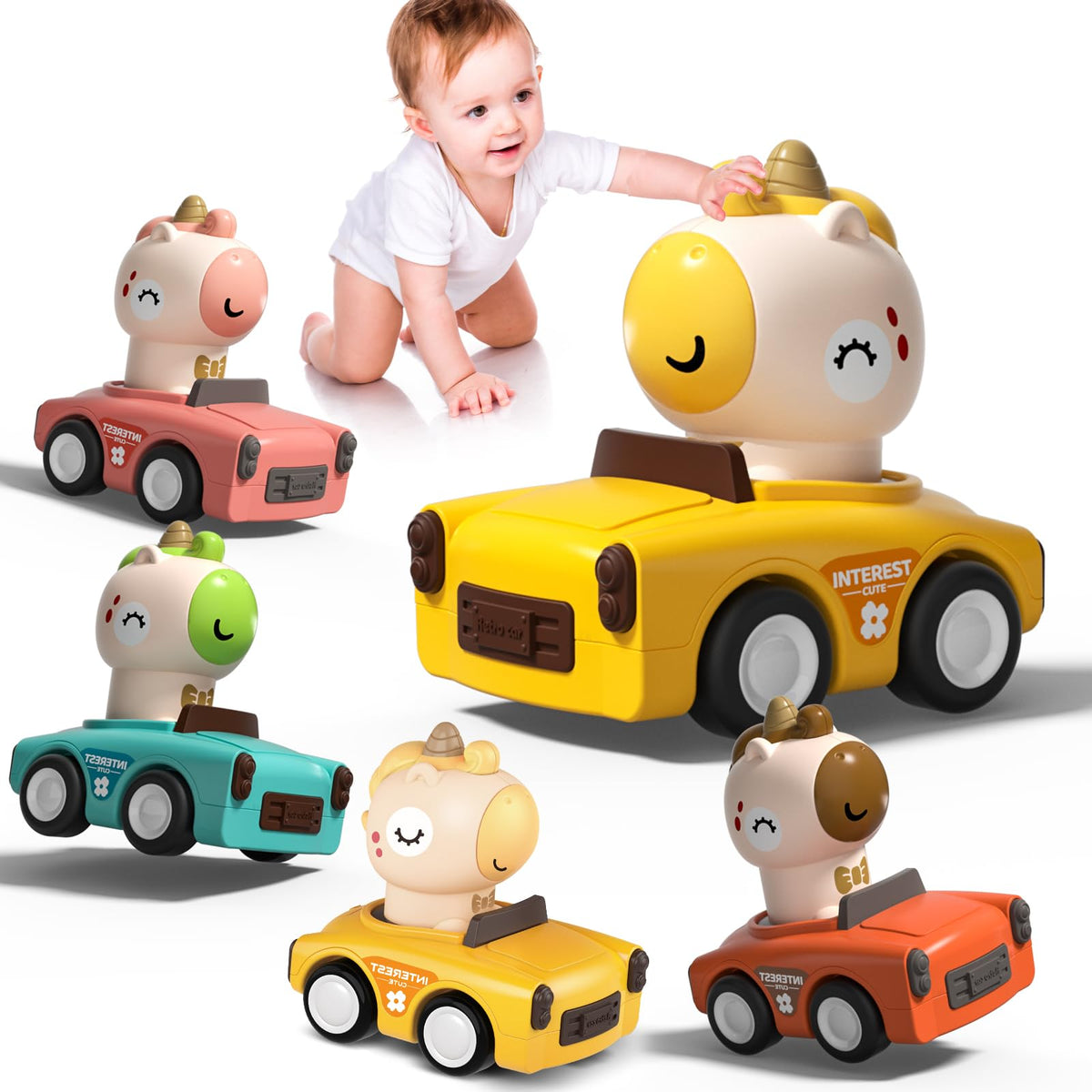 SUPVIB Press to Go Friction Inertia Car – Animal Toddler Toys 1–3 yrs | 6–18 Months Gift