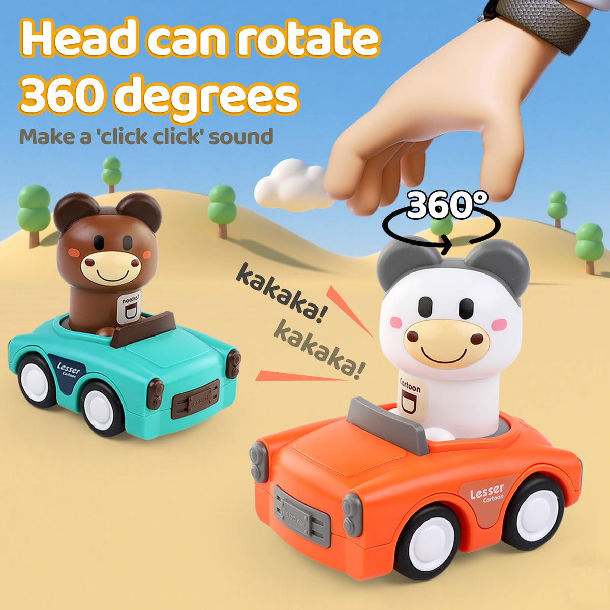 SUPVIB Press-to-Go Car Toys for Toddlers 1-3 | Animal Push-Forward Vehicles