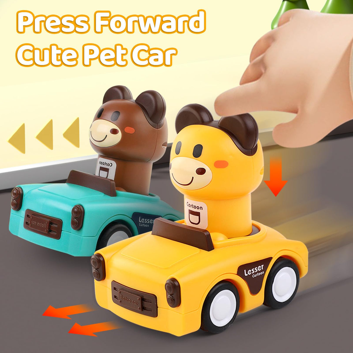 SUPVIB Press-to-Go Car Toys for Toddlers 1-3 | Animal Push-Forward Vehicles