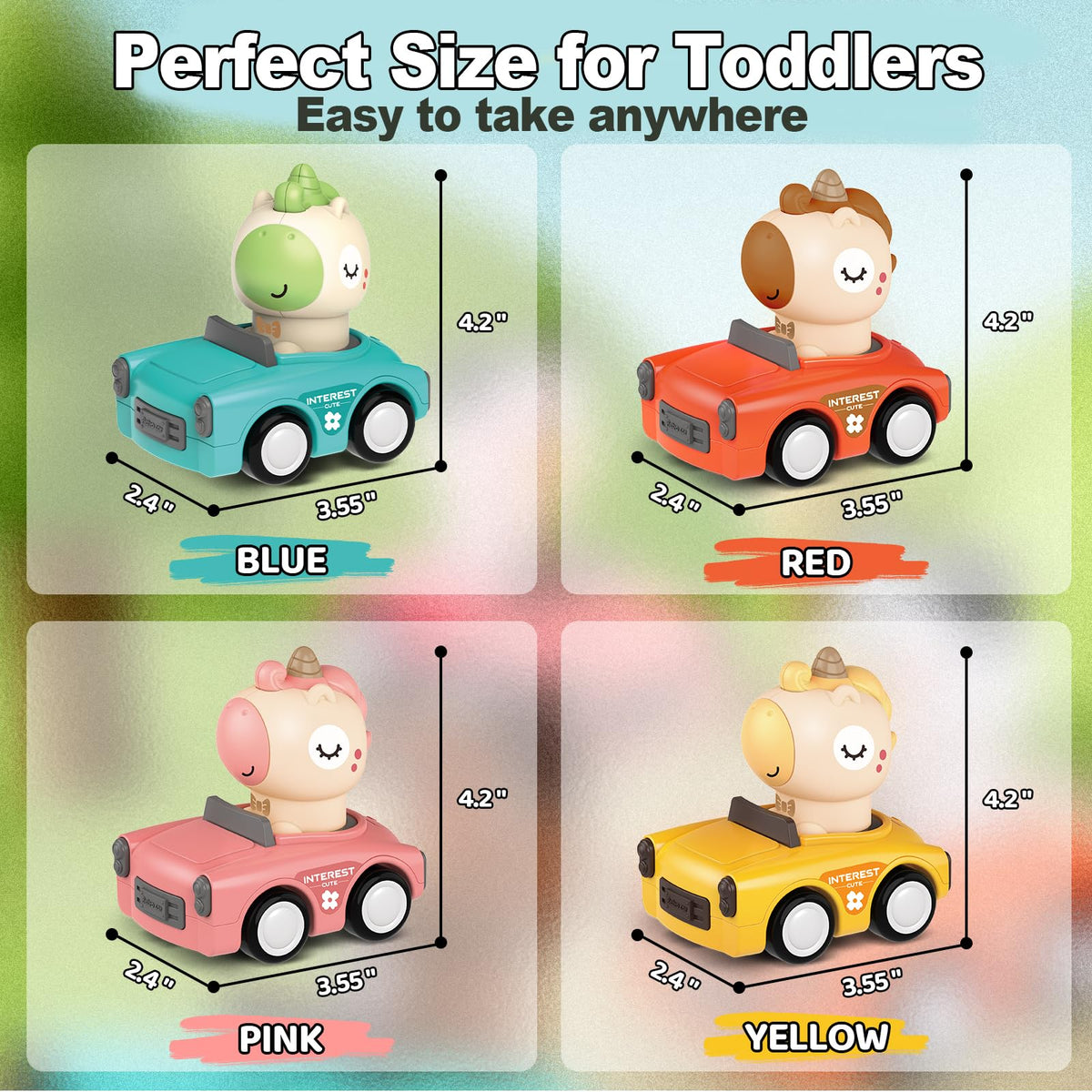 SUPVIB Press to Go Friction Inertia Car – Animal Toddler Toys 1–3 yrs | 6–18 Months Gift