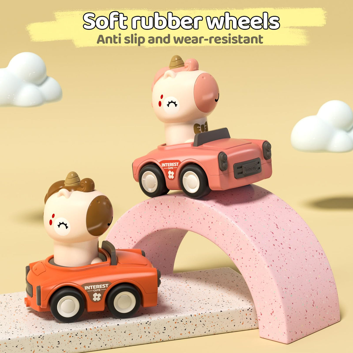 SUPVIB Press to Go Friction Inertia Car – Animal Toddler Toys 1–3 yrs | 6–18 Months Gift