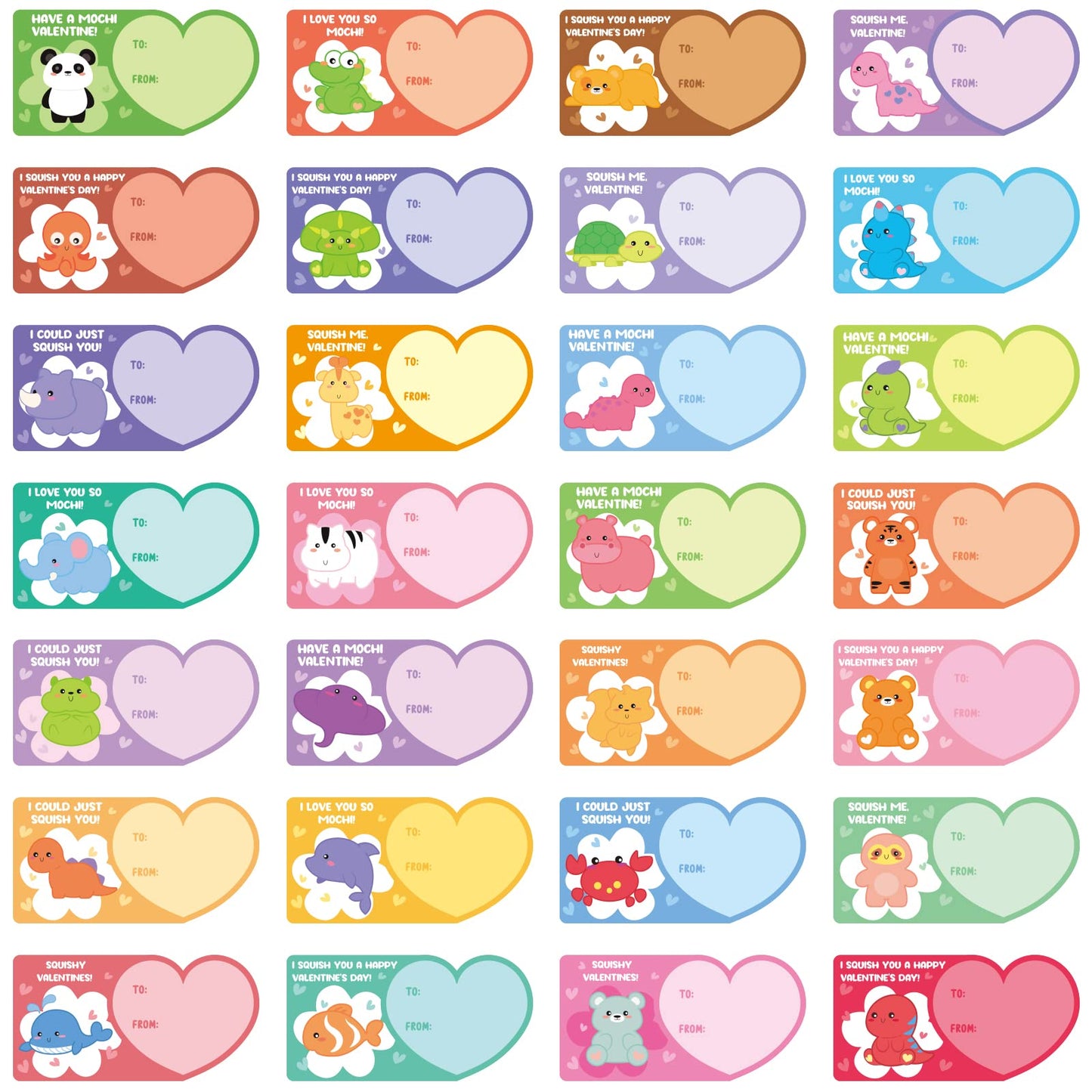 SURCVIO 28-Pack Valentines Day Gifts for Kids – Mochi Squishies & Cards