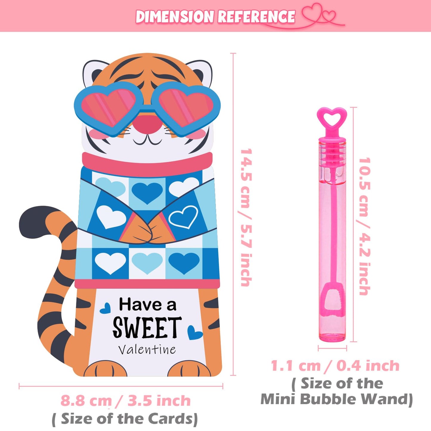 SURCVIO Valentines Day Gifts for Kids — 32-Pack Mini Bubble Wands with Animal Cards