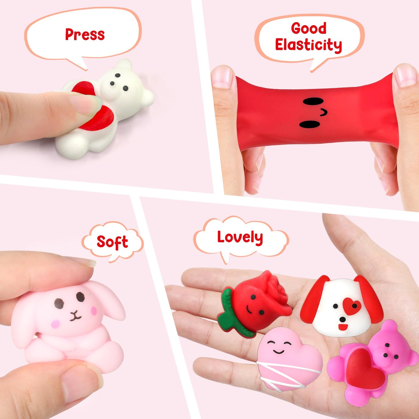 SURCVIO 28-Pack Valentine Mochi Squishies with Heart Cases & Cards | Classroom Gifts