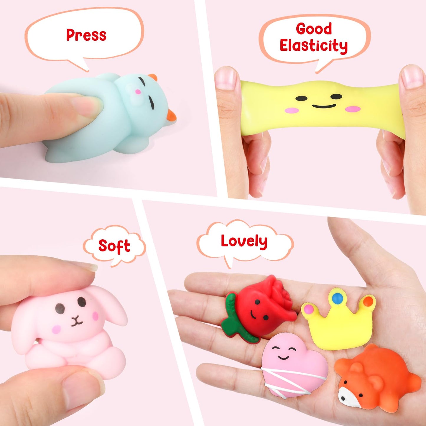 SURCVIO 28-Pack Valentines Day Gifts for Kids | Mochi Squishies, Heart Cases & Greeting Cards