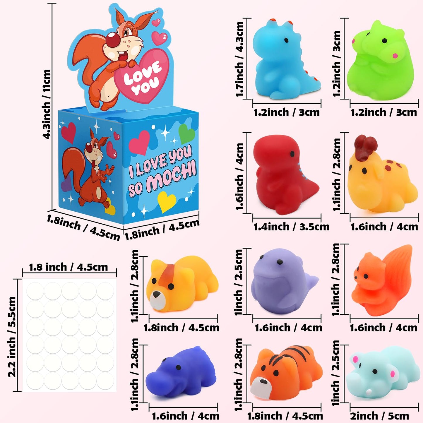 SURCVIO 28-Pack Valentines Day Gifts for Kids – Mochi Squishies & Greeting Card Boxes
