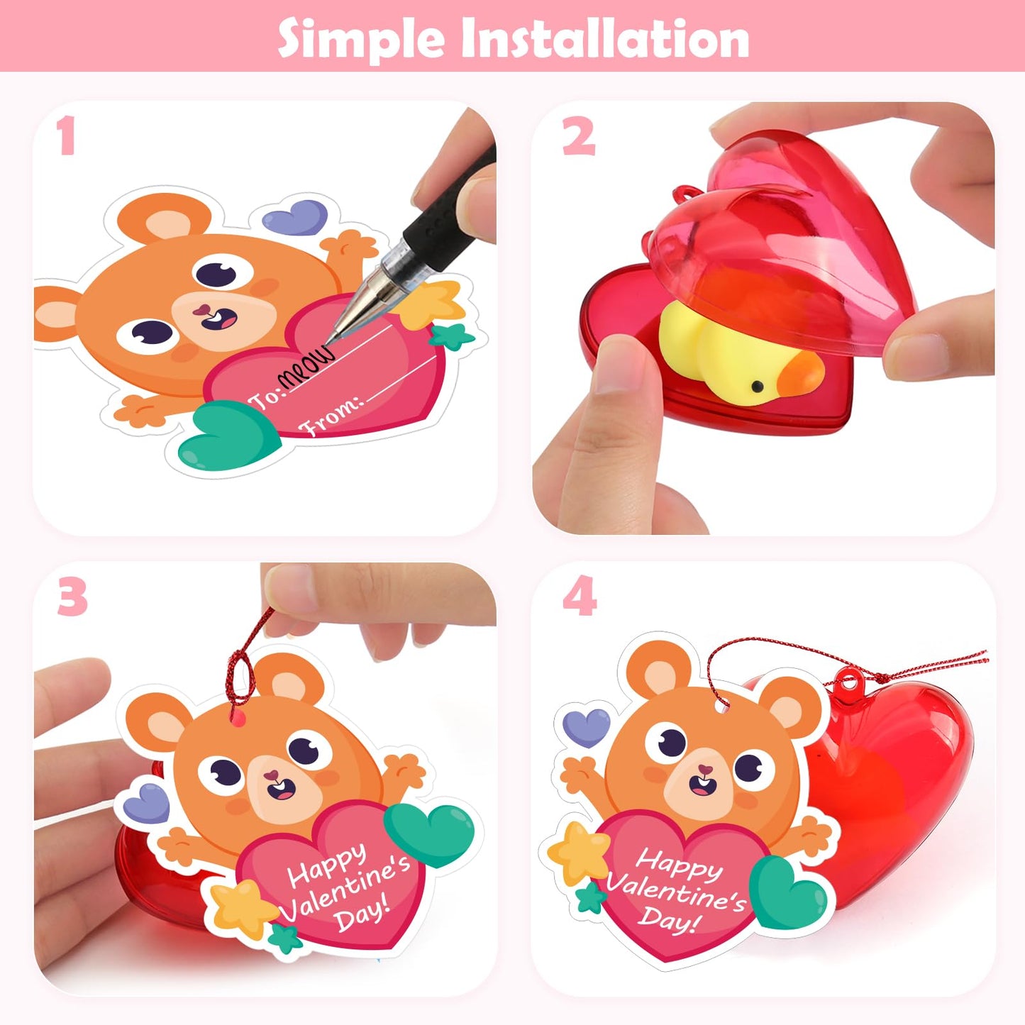 SURCVIO 28-Pack Valentines Day Gifts for Kids | Mochi Squishies, Heart Cases & Greeting Cards