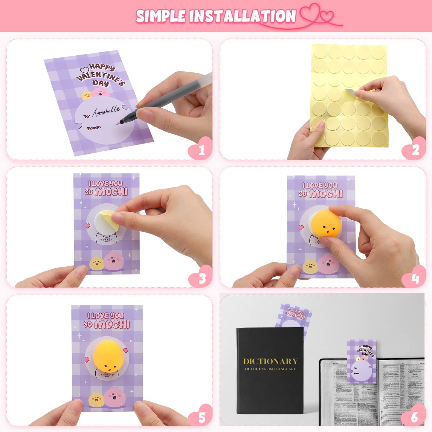 SURCVIO 28-Pack Valentines Mochi Squishies & Greeting Cards for Kids
