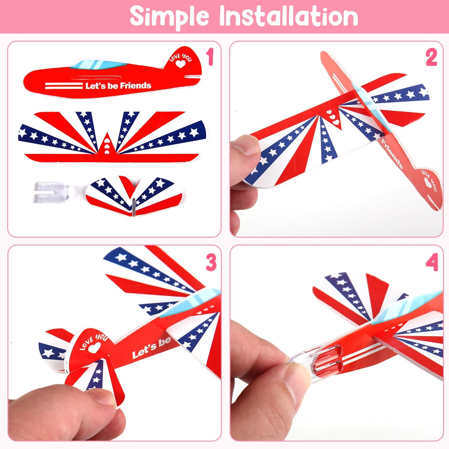 SURCVIO 28-Pack Valentines Day Gifts for Kids – Foam Airplanes & Gnome Cards