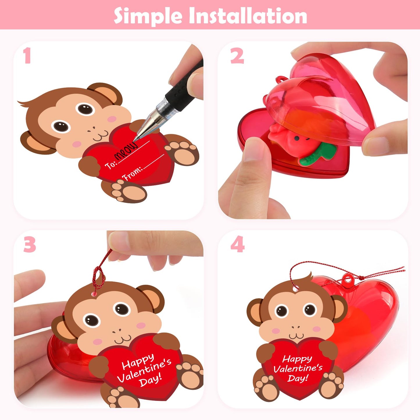 SURCVIO 28-Pack Valentine Mochi Squishies with Heart Cases & Cards | Classroom Gifts