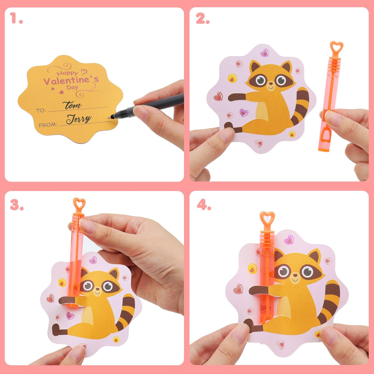 SURCVIO Valentines Day Gifts for Kids – 32-Pack Mini Bubble Wands with Animal-Themed Cards