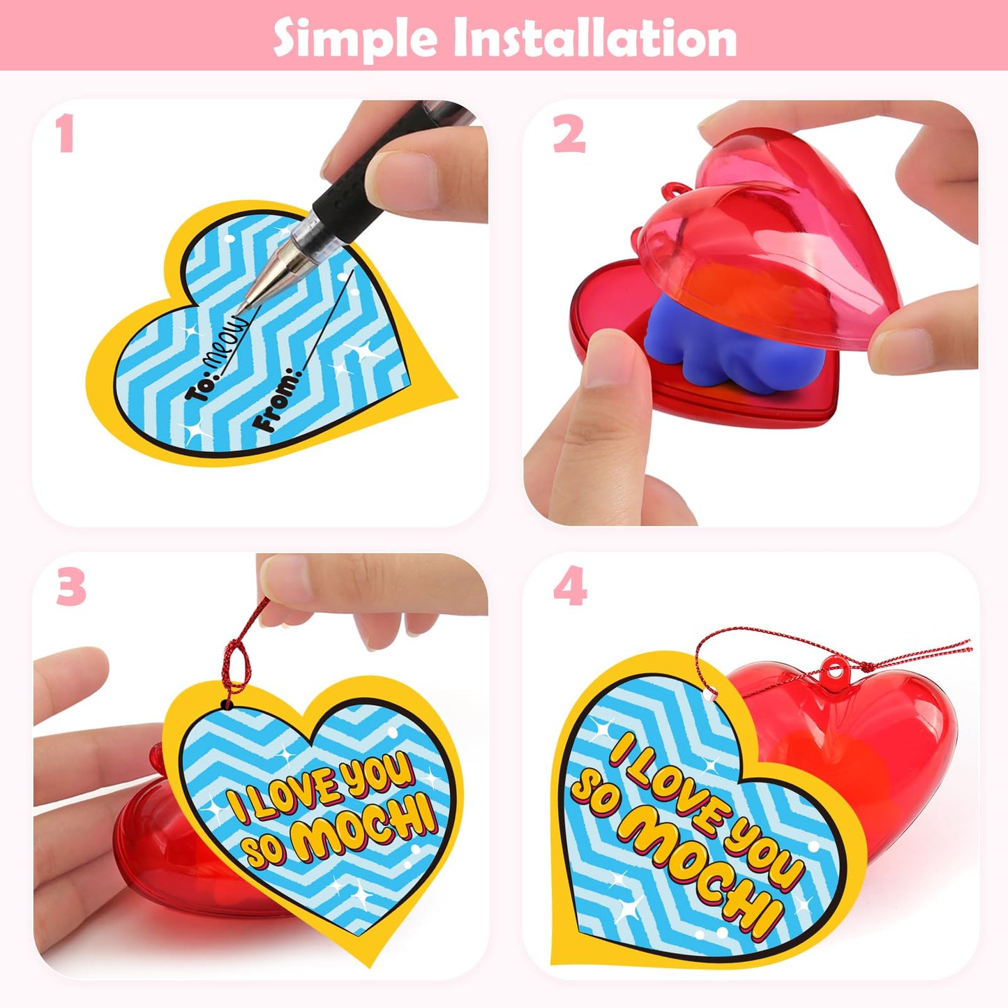 SURCVIO 28-Pack Valentines Day Gifts for Kids | Animal Mochi Squishies, Heart Box & Greeting Cards