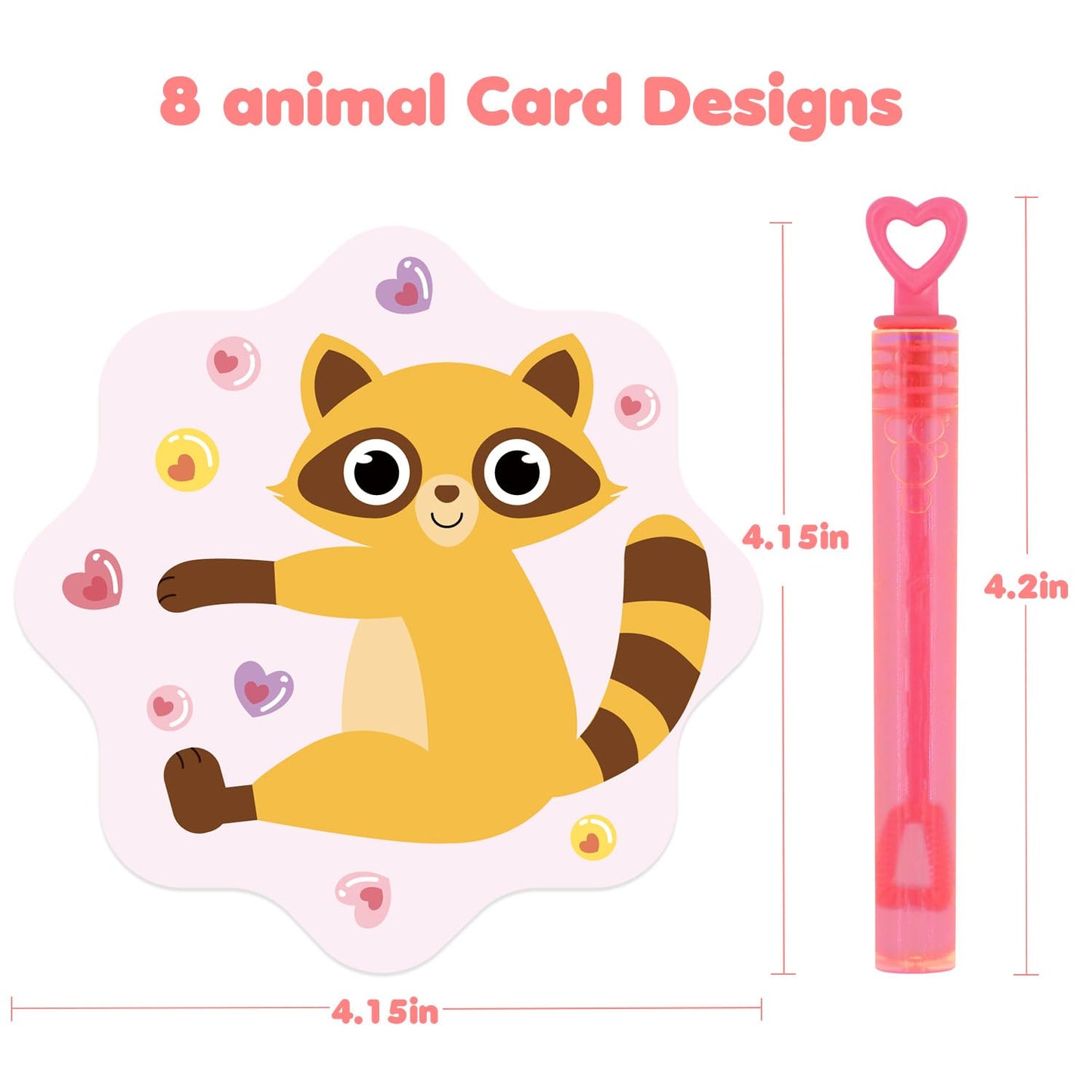 SURCVIO Valentines Day Gifts for Kids – 32-Pack Mini Bubble Wands with Animal-Themed Cards