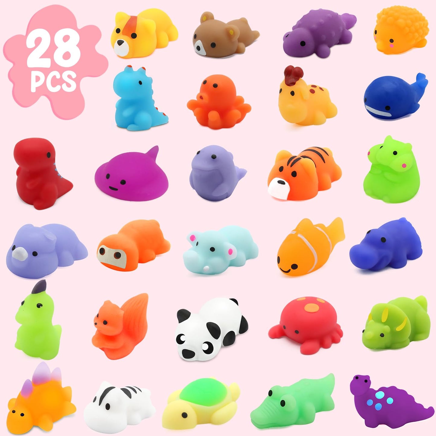 SURCVIO 28-Pack Valentines Day Gifts for Kids – Mochi Squishies & Greeting Card Boxes