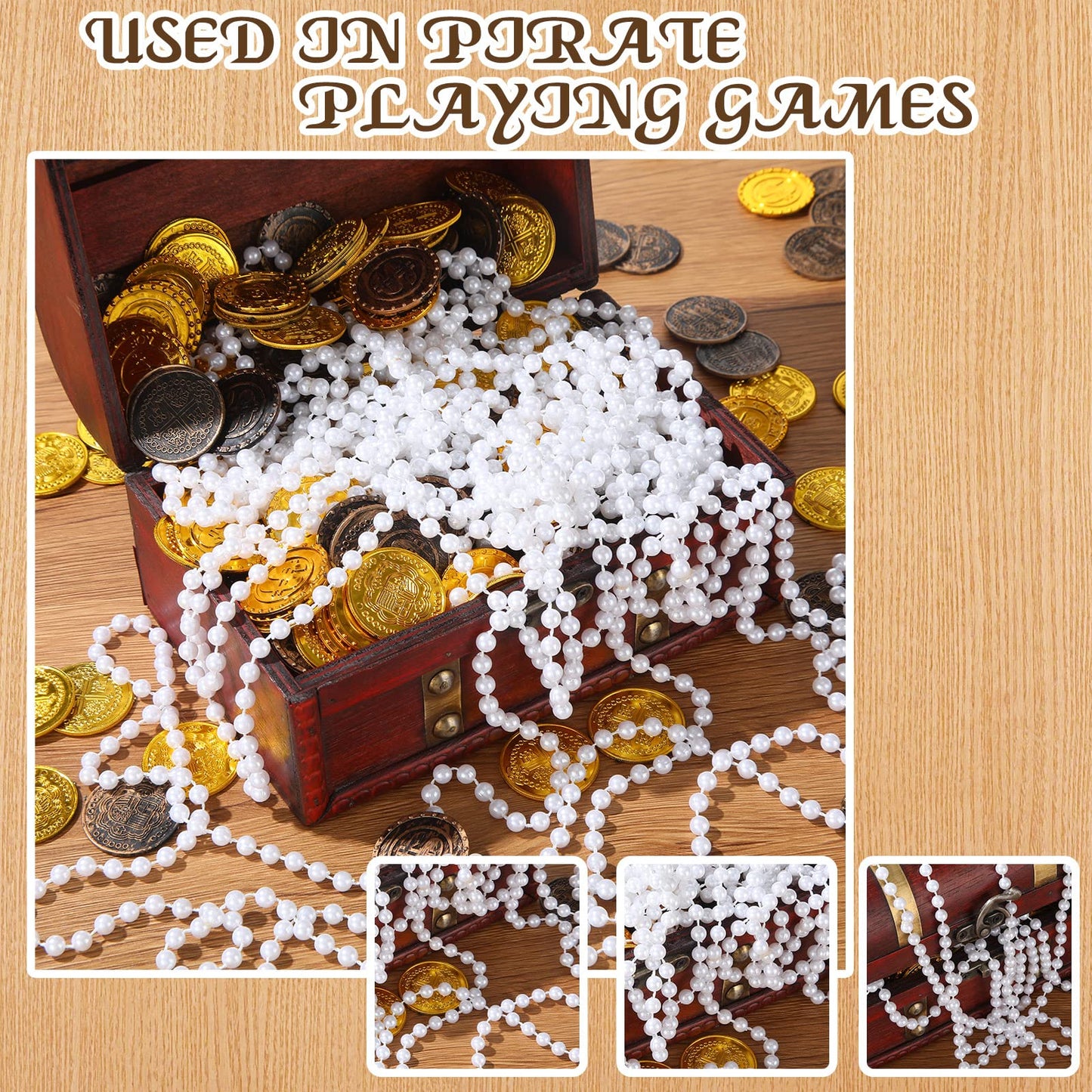 Sureio 12-Pack Fake Pearl Necklace – Long Faux Pearl Bead Strand for Parties, Weddings & Costumes (White)