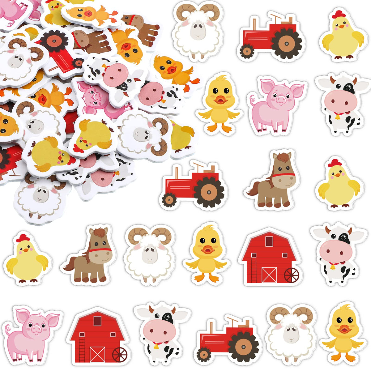 Sureio 500 Pack Farm Animal Foam Stickers – Self-Adhesive DIY Party Decor & Classroom Favors