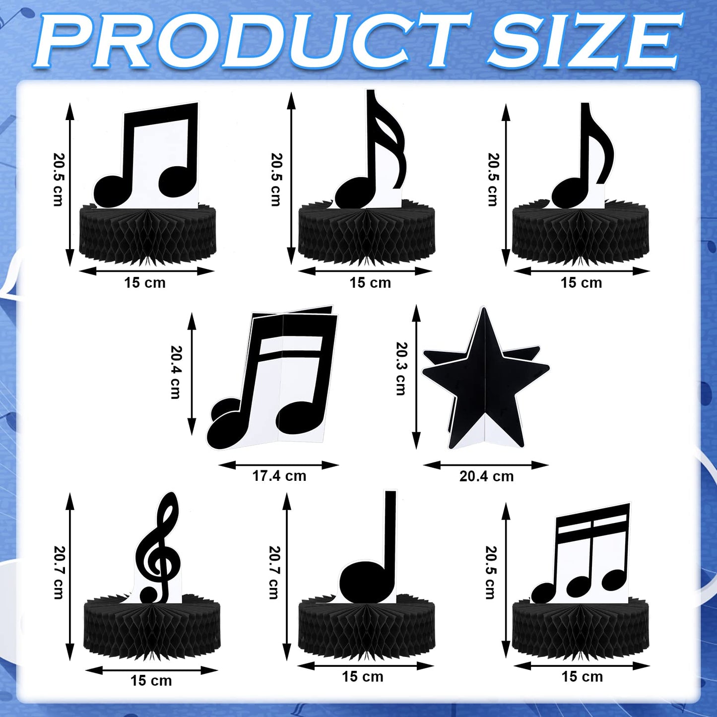 Sureio 8-Pack Music Note Centerpieces for Tables - Music Themed Party Decor