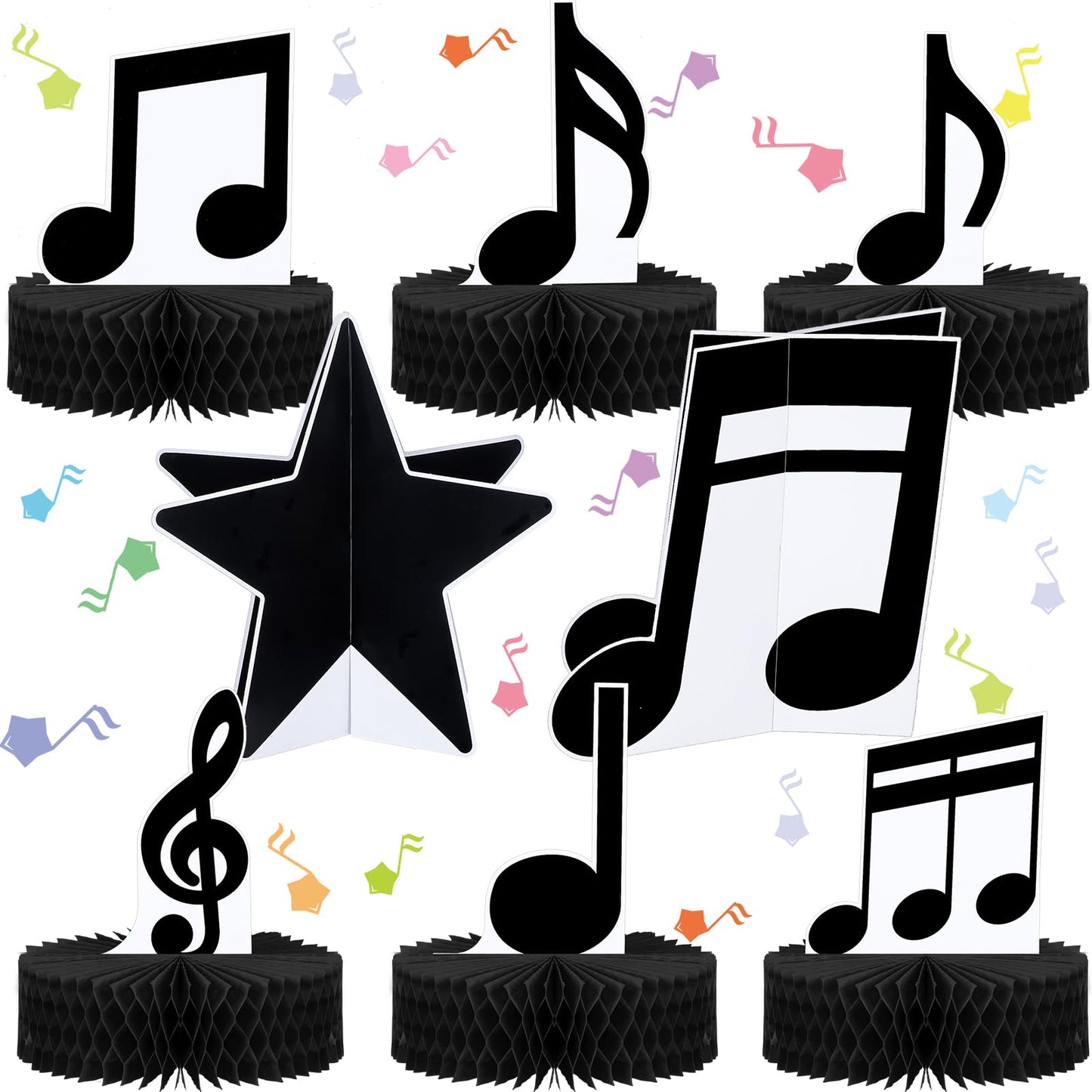 Sureio 8-Pack Music Note Centerpieces for Tables - Music Themed Party Decor