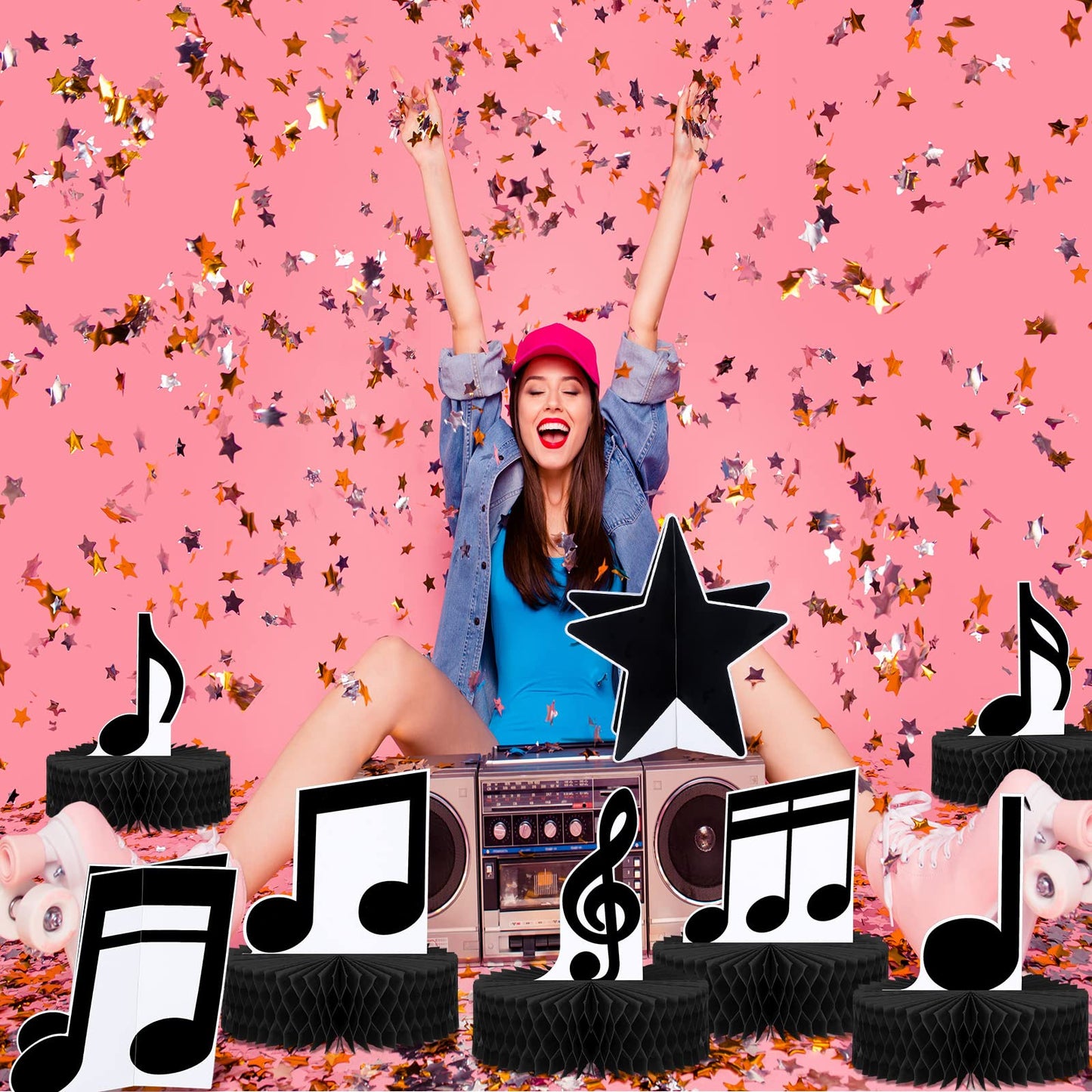 Sureio 8-Pack Music Note Centerpieces for Tables - Music Themed Party Decor