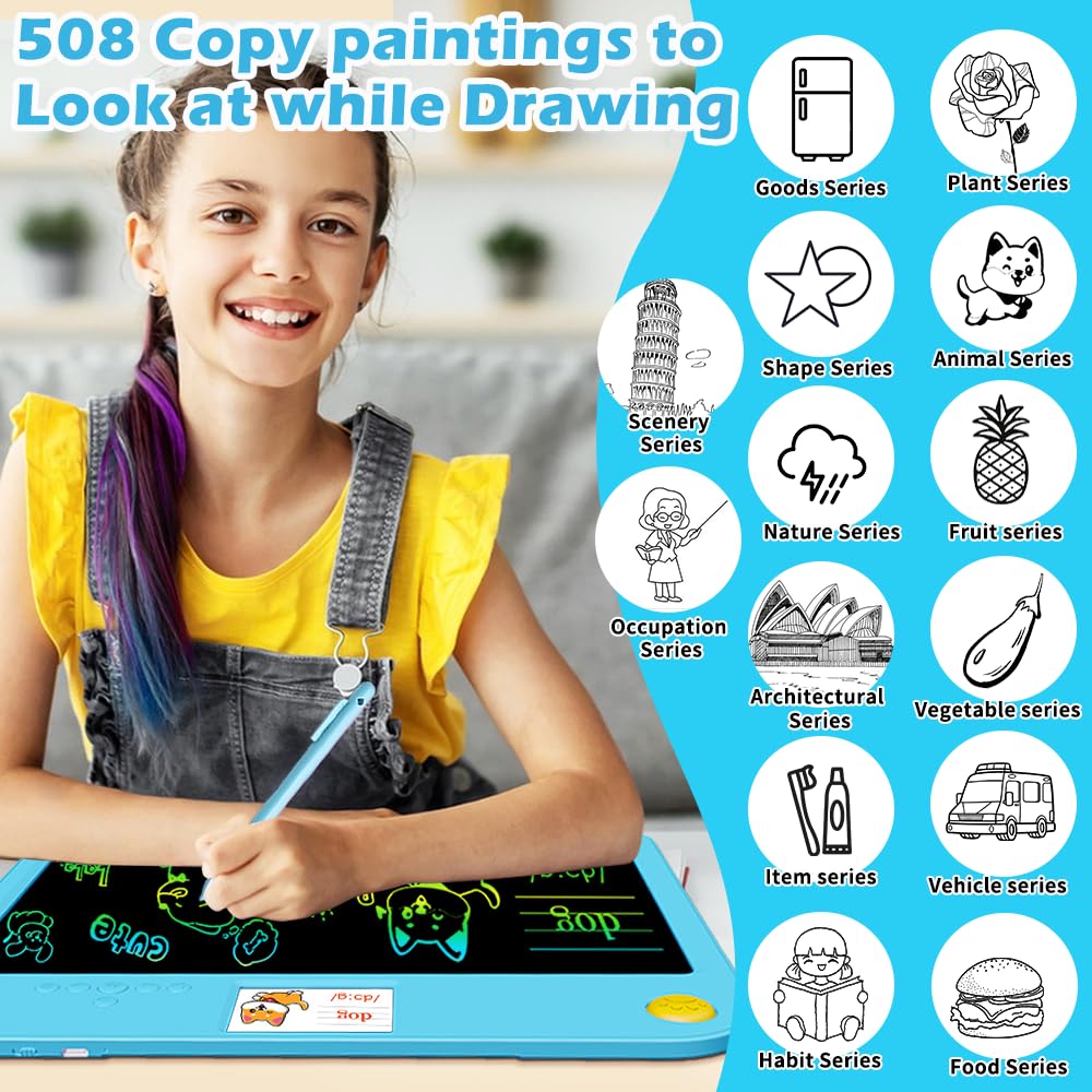 Surekuo 16-Inch LCD Learning Tablet for Kids 5-7 – 9 Themes, Rechargeable Erasable Board, Valentine’s Day Gift Ready