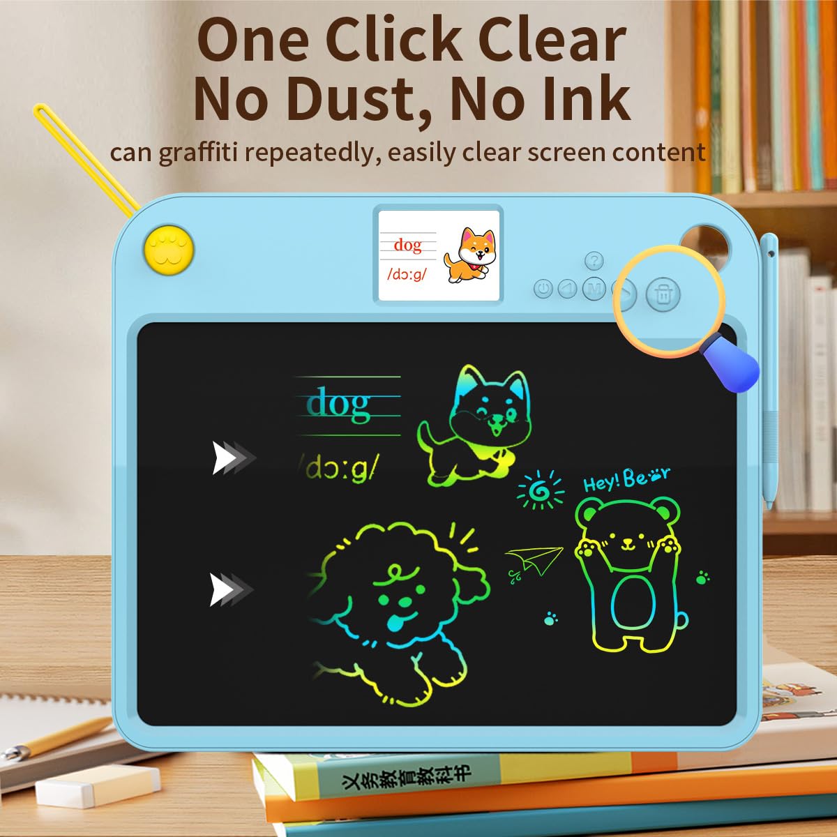 Surekuo 16-Inch LCD Learning Tablet for Kids 5-7 – 9 Themes, Rechargeable Erasable Board, Valentine’s Day Gift Ready