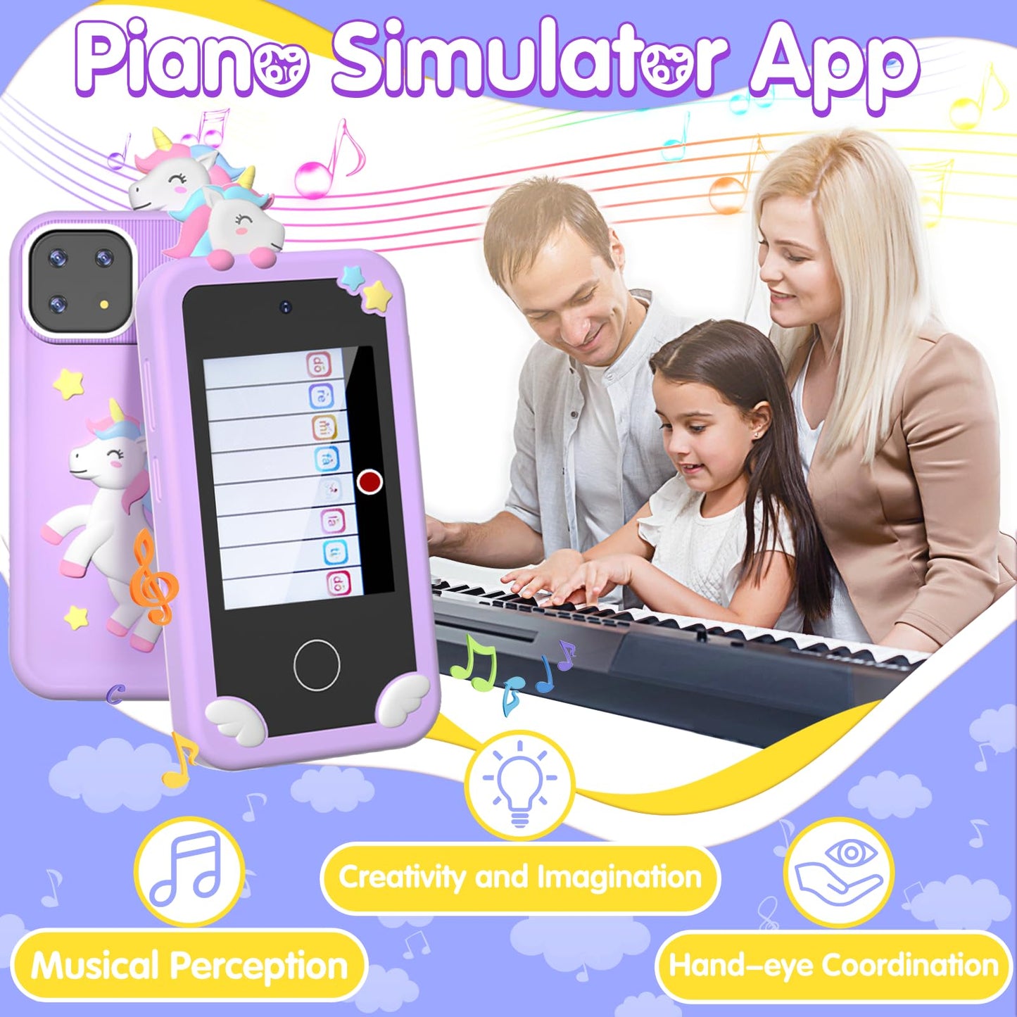 Surelect Kids Smart Phone for Girls - 2.8-inch Touchscreen, 32GB SD Card, Dual Camera, Puzzle Games