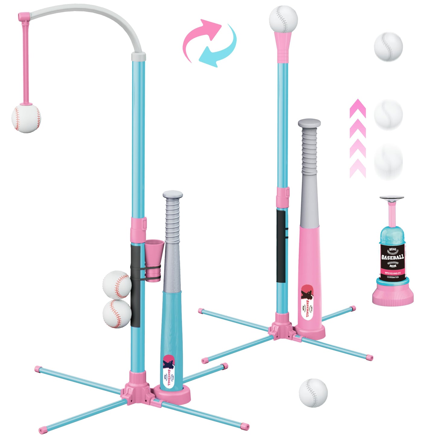 Surelect 3-in-1 T Ball Set for Kids | Adjustable Height Batting Tee & Ball Launcher