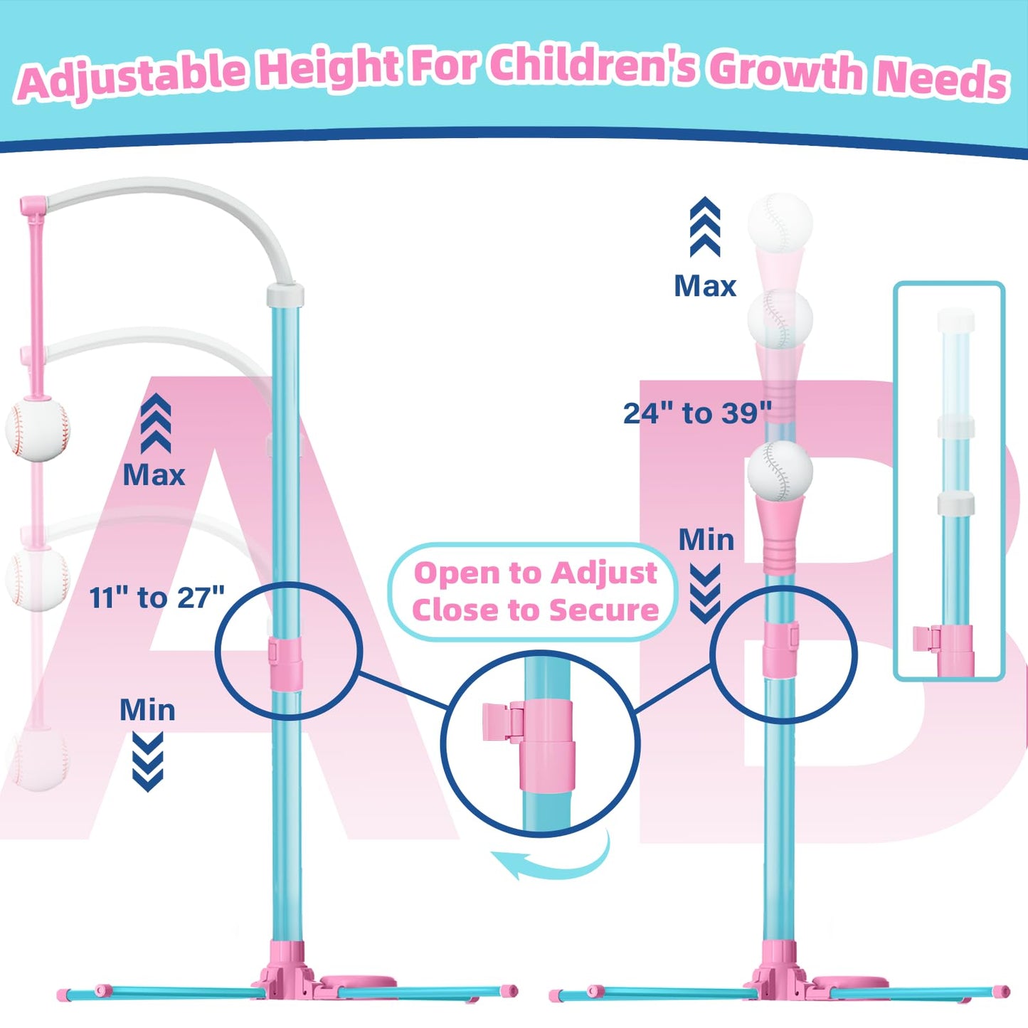 Surelect 3-in-1 T Ball Set for Kids | Adjustable Height Batting Tee & Ball Launcher