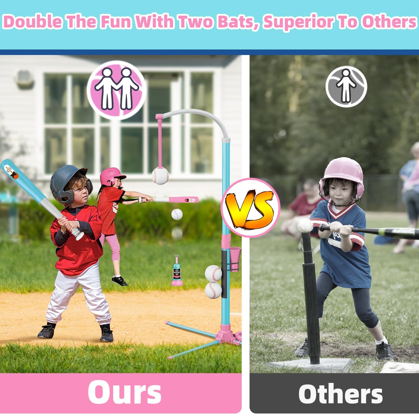 Surelect 3-in-1 T Ball Set for Kids | Adjustable Height Batting Tee & Ball Launcher