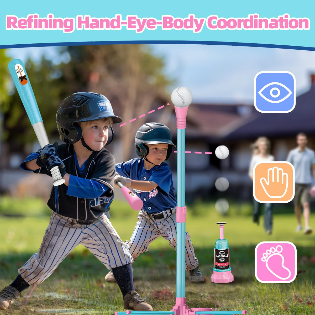 Surelect 3-in-1 T Ball Set for Kids | Adjustable Height Batting Tee & Ball Launcher