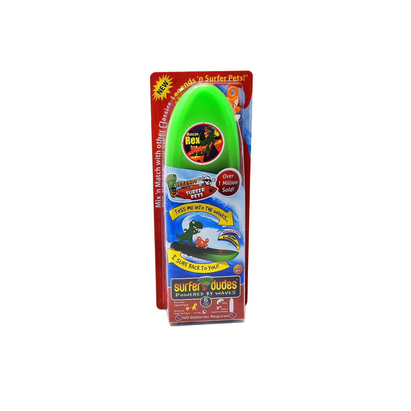 Surfer Dudes Legends & Surfer Pets Wave Powered Mini-Surfer – Rincon Rex & Santa Cruz Beach Toy