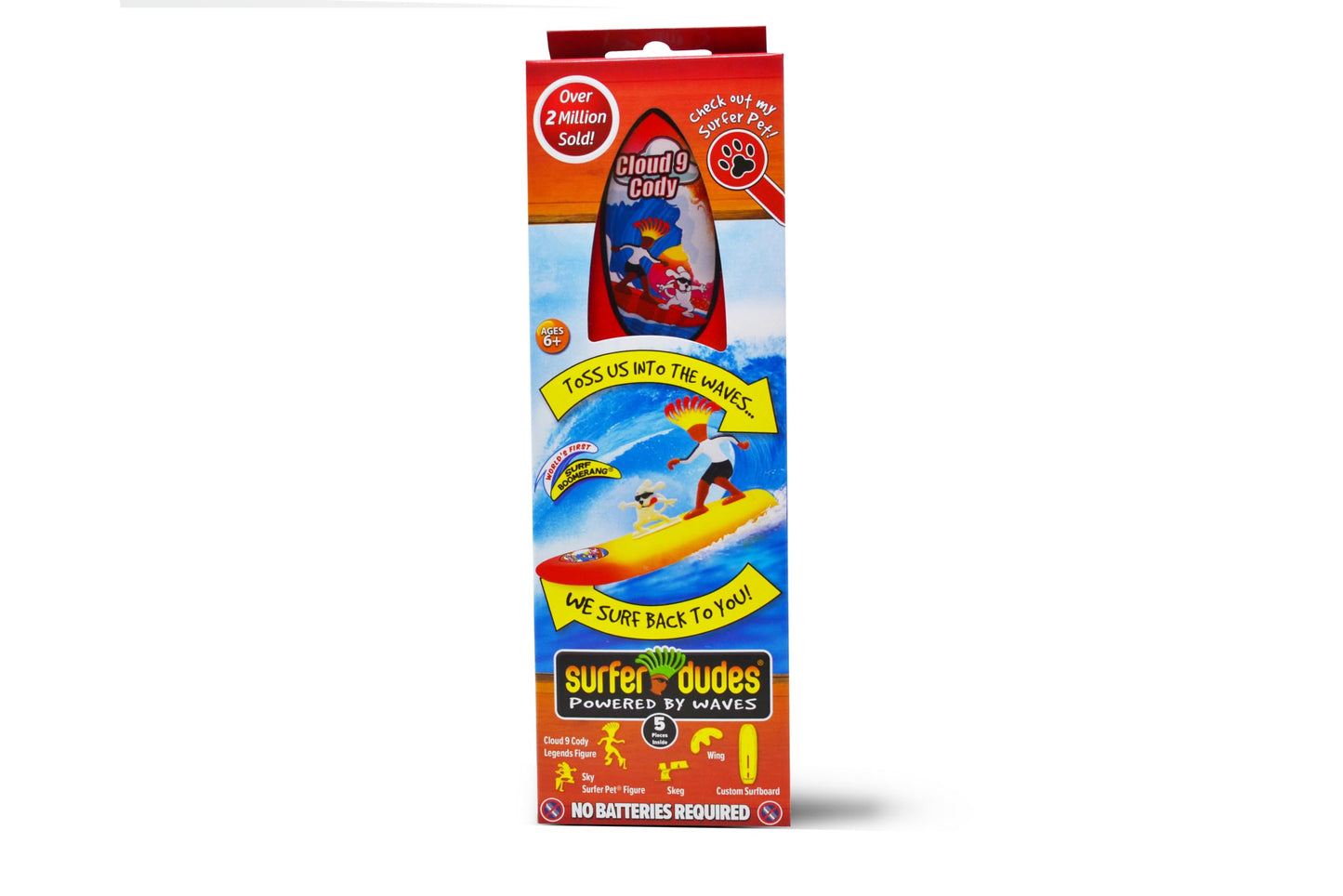 Surfer Dudes Legends & Surfer Pets Wave Powered Mini-Surfer – Cloud 9 Cody & Sky