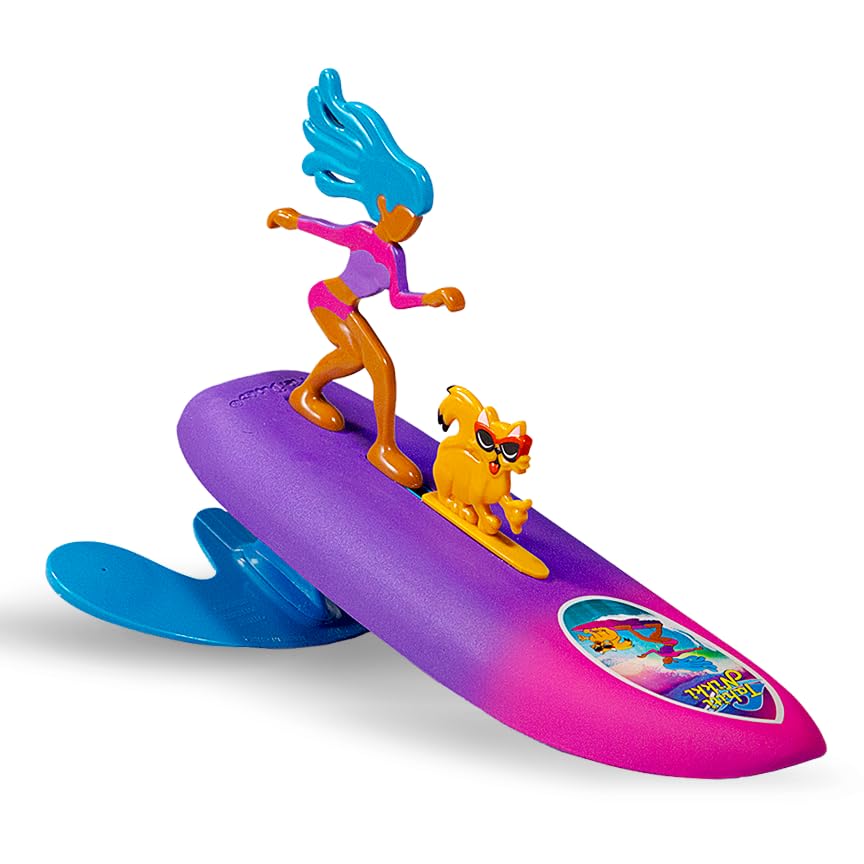 Surfer Dudes Legends & Surfer Pets Wave-Powered Mini-Surfer Toy – Tahiti Nikki & Meowi