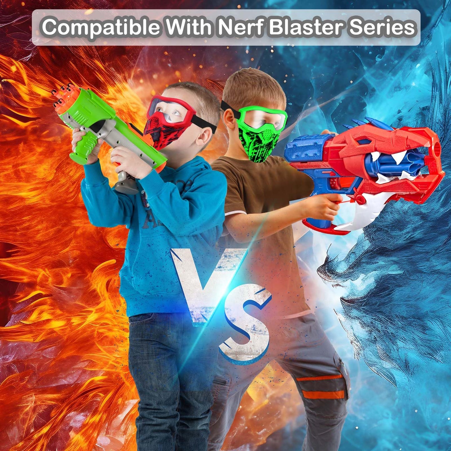 Surper 4-Pack Upgraded Tactical Mask with Goggles for Nerf Rival Blasters