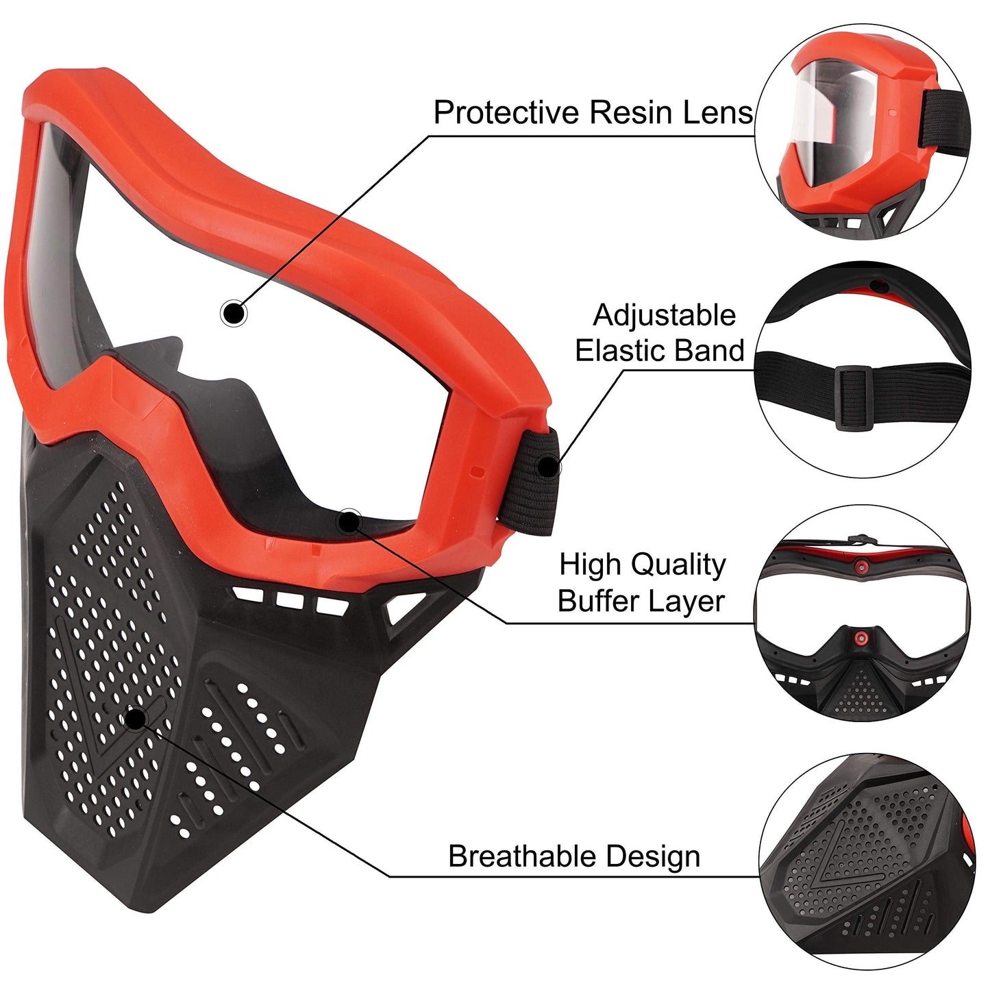 Surper Tactical Mask for Nerf Rival Blasters – 4-Pack (Red & Blue) ABS Shield