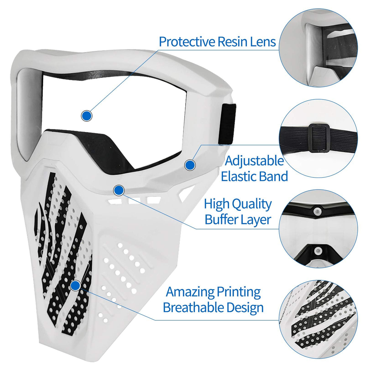 Surper 2 Pack Tactical Mask for Nerf Rival – Black & White Team Masks
